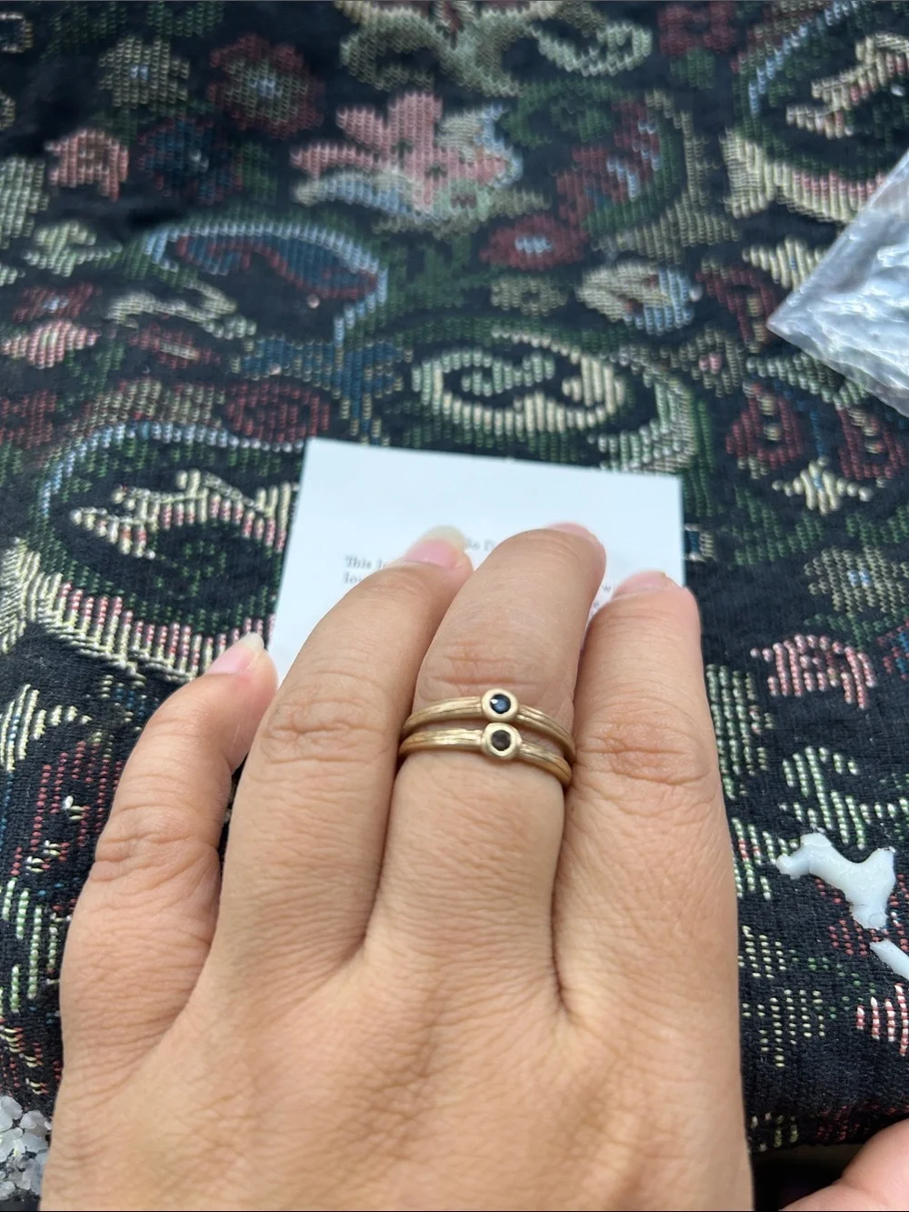 Catori Life Bronze Black Stone Stacking Rings Size 8.5 – Set of 2